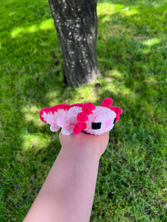 Yarn: Cotton Candy & Bright Pink Hook: 4.5 mm Felt: Light Pink & Black